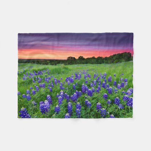 Couverture Polaire Fleurs | Bluebonnets à Sunset Texas (Devant (Horizontal))