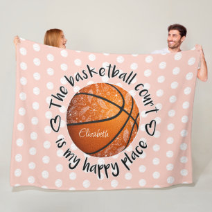 Couverture Polaire fleurs bohèmes plumes terrain de basketball endroi