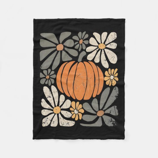 Couverture Polaire Fleurs Boho Citrouilles Rétro Automne Thanksgivin (Devant)
