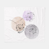 Couverture Polaire Fleurs Boho Zen Dandelion Sur Cercles Bleus Rose (Devant (Horizontal))