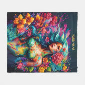 Couverture Polaire Fleurs Casquettes Imaginaires mignonnes de sirène (Devant (Horizontal))