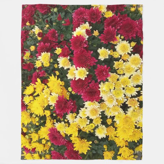 Couverture Polaire Fleurs Chrysanthème d'automne en or rouge (Devant)