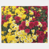 Couverture Polaire Fleurs Chrysanthème d'automne en or rouge (Devant (Horizontal))