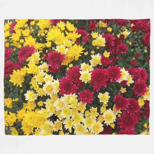 Couverture Polaire Fleurs Chrysanthème d'automne en or rouge (Devant (Horizontal))