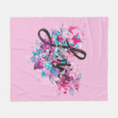 Couverture Polaire Fleurs Coeurs d'Amour Rose (Devant (Horizontal))