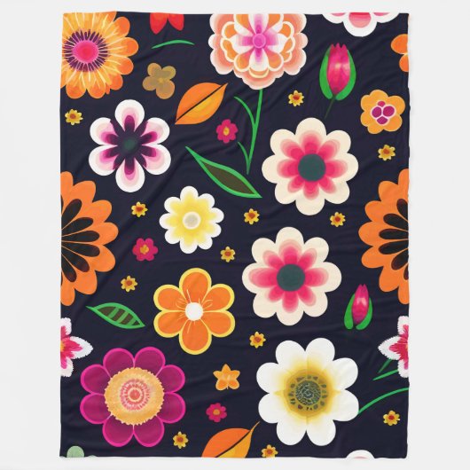Couverture Polaire Fleurs Colorées (Devant)