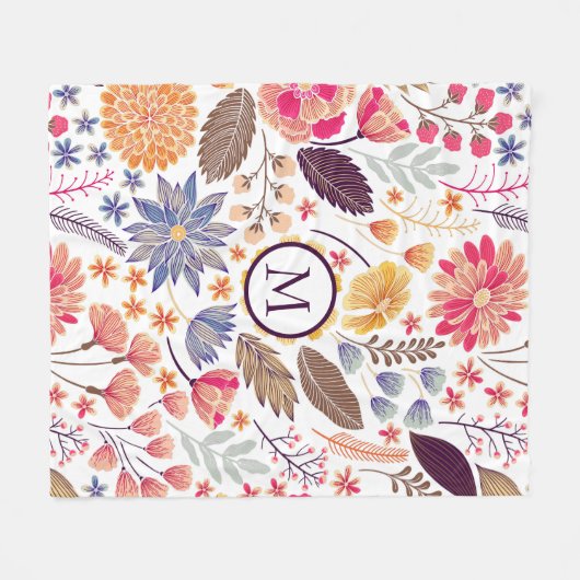 Couverture Polaire Fleurs colorées Abstraites (Devant (Horizontal))