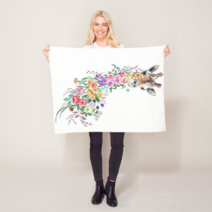 Couverture Polaire Fleurs colorées Bouquet Giraffe - Dessin Moderne 