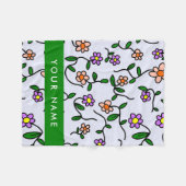 Couverture Polaire Fleurs Colorées, Fond Bleu, Vert (Devant (Horizontal))