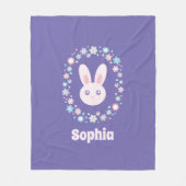 Couverture Polaire Fleurs colorées mignonnes lapin lapin Lavande Bleu (Devant)