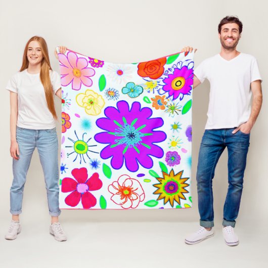 Couverture Polaire Fleurs colorées Motif (En situation)
