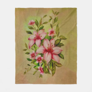 Couverture Polaire Fleurs Colorées Peintes Avec Fond Acrylique