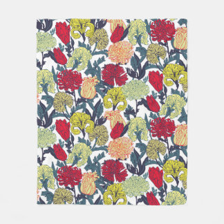 Couverture Polaire Fleurs colorées sans Sameless Motif sur fond blanc