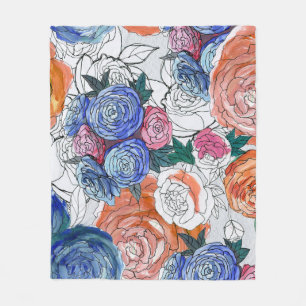 Couverture Polaire Fleurs colorées : Vibrant Motif sans couture