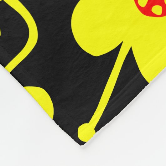 Couverture Polaire Fleurs concurrentes - Jaune et rouge sur noir (Coin)