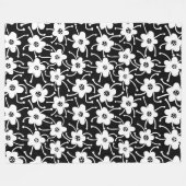 Couverture Polaire Fleurs concurrentes - Noir et Blanc sur Noir (Devant (Horizontal))