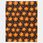 Couverture Polaire Fleurs concurrentes - orange et jaune sur noir (Devant)