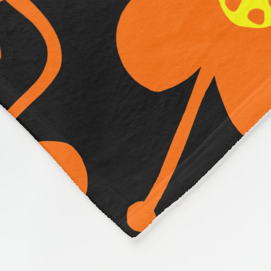 Couverture Polaire Fleurs concurrentes - orange et jaune sur noir (Coin)