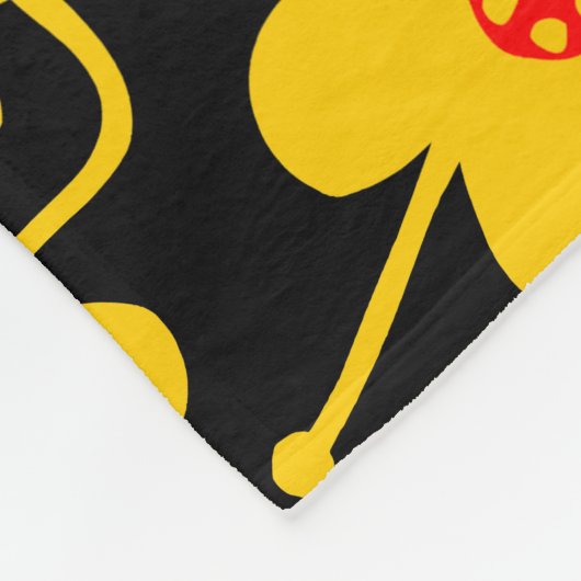 Couverture Polaire Fleurs concurrentes - orange et rouge sur noir (Coin)