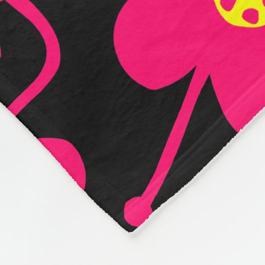 Couverture Polaire Fleurs concurrentes - Rouge néon et jaune sur noir (Coin)