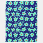 Couverture Polaire Fleurs concurrentes - Turquoise et rouge sur Deep (Devant)