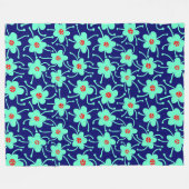 Couverture Polaire Fleurs concurrentes - Turquoise et rouge sur Deep  (Devant (Horizontal))