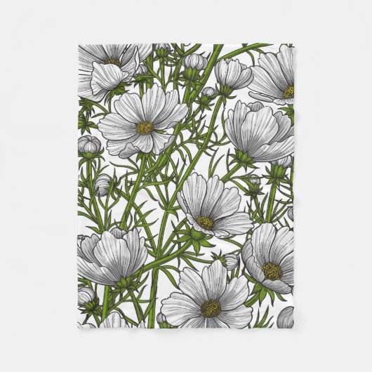 Couverture Polaire Fleurs cosmos blanches (Devant)