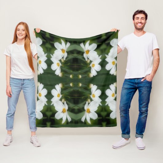 Couverture Polaire Fleurs Cosmos Et Motif De La Nature Des Abeilles (En situation)