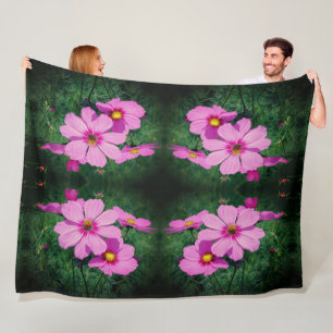 Couverture Polaire Fleurs Cosmos Roses Abstraites