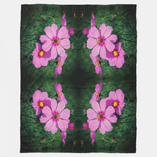 Couverture Polaire Fleurs Cosmos Roses Abstraites (Devant)