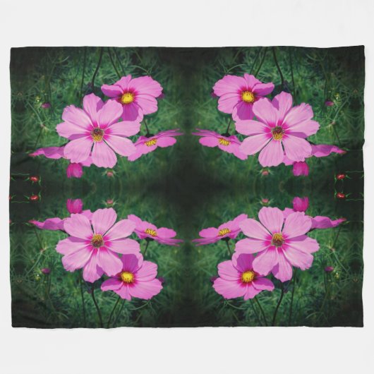 Couverture Polaire Fleurs Cosmos Roses Abstraites (Devant (Horizontal))