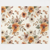 Couverture Polaire Fleurs Crème Orange (Devant (Horizontal))