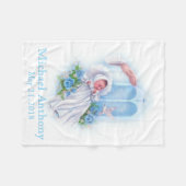 Couverture Polaire Fleurs croisées de bleu de bébé de baptême (Devant (Horizontal))