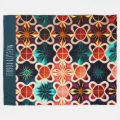 Couverture Polaire Fleurs cubiques Motif rétro Floral rouge (Devant (Horizontal))