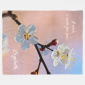 Couverture Polaire Fleurs d'abricot japonaises blanches classiques (Devant (Horizontal))