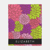 Couverture Polaire Fleurs Dahlia, Fleurs Colorées, Votre Nom (Devant)