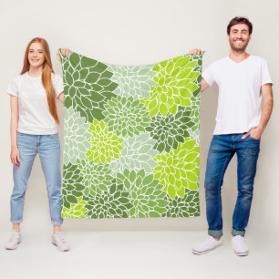 Couverture Polaire Fleurs Dahlia, Motif De Fleurs, Dahlia Verte