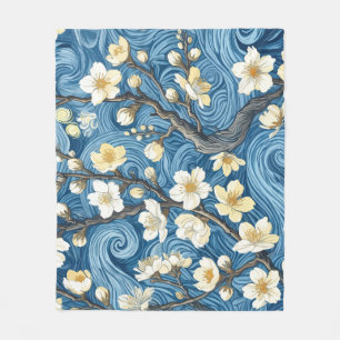 Couverture Polaire Fleurs d'amandier de style Van Gogh