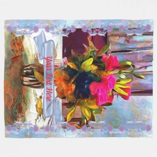 Couverture Polaire Fleurs d'amour PM0001 (Devant (Horizontal))