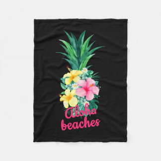 Couverture Polaire Fleurs d'ananas aloha aloha hawaii vintage