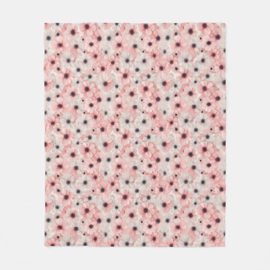 Couverture Polaire Fleurs d'anémone rose pâle et blanc (Devant)