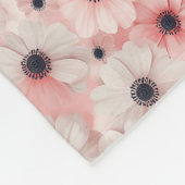 Couverture Polaire Fleurs d'anémone rose pâle et blanc (Coin)