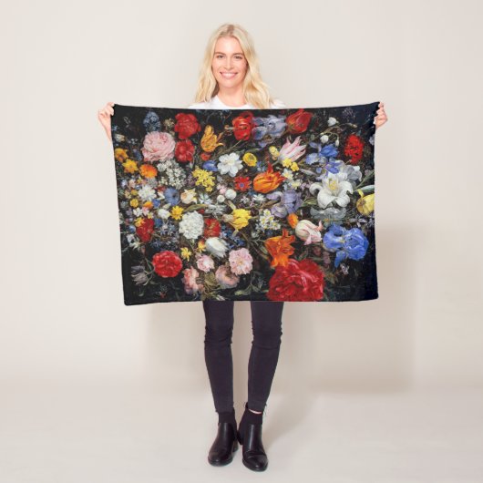 Couverture Polaire Fleurs dans le bateau en bois, Jan Brueghel l'Anci (En situation)