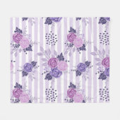 Couverture Polaire Fleurs d'aquarelle avec rayures (Devant (Horizontal))