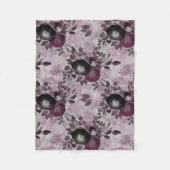 Couverture Polaire Fleurs d'aquarelle bordeaux. (Devant)