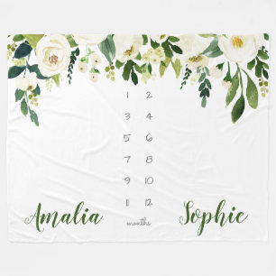 Couverture Polaire Fleurs d'aquarelle de fille jumelle