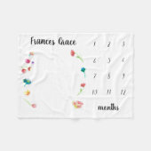 Couverture Polaire Fleurs d'aquarelle du mois de l'étape du bébé (Devant (Horizontal))