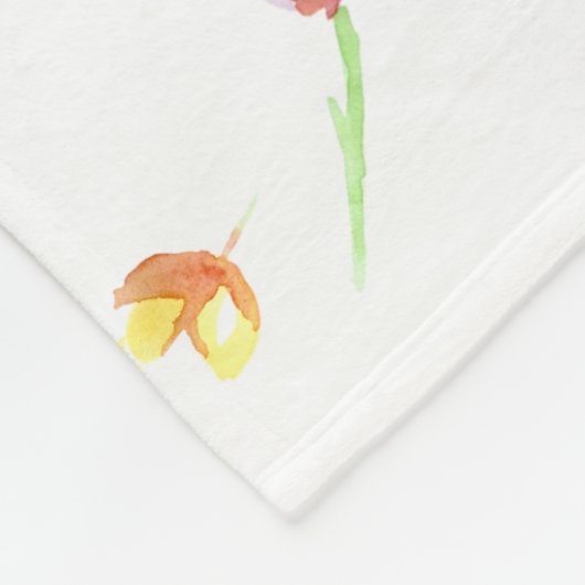 Couverture Polaire Fleurs d'aquarelle du mois de naissance (Coin)