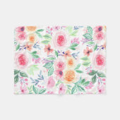 Couverture Polaire Fleurs d'aquarelle et feuilles (Devant (Horizontal))
