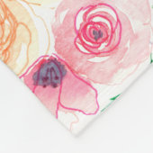Couverture Polaire Fleurs d'aquarelle et feuilles (Coin)